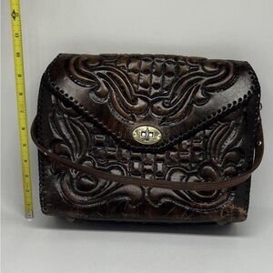 Vintage Jo-O-Kay hand tooled leather embossed western shoulder bag